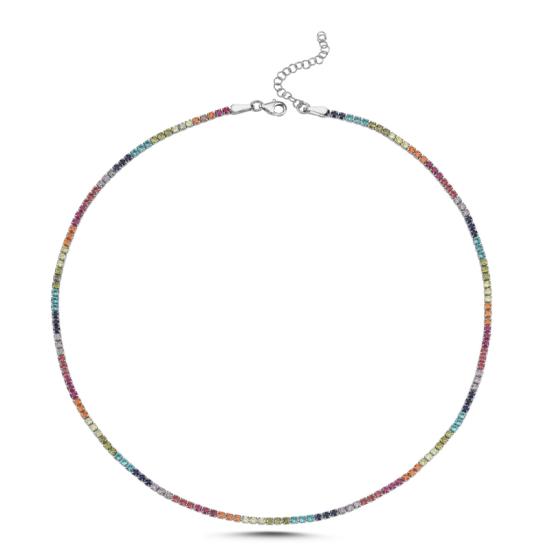 Wholesale Tennis 2mm Colored CZ Necklace