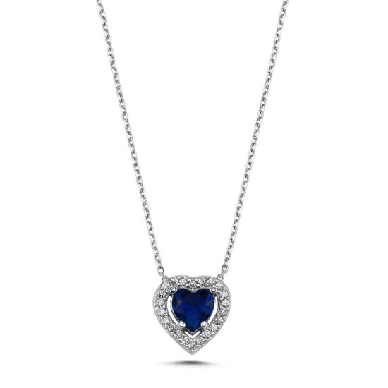 Wholesale Heart Colored CZ Solitaire Halo Necklace