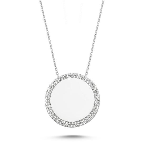 Wholesale 2 Row CZ Round Plate Necklace