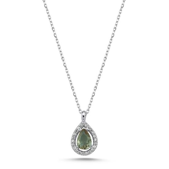 Wholesale Solitaire Teardrop Zultanite & Halo CZ Necklace