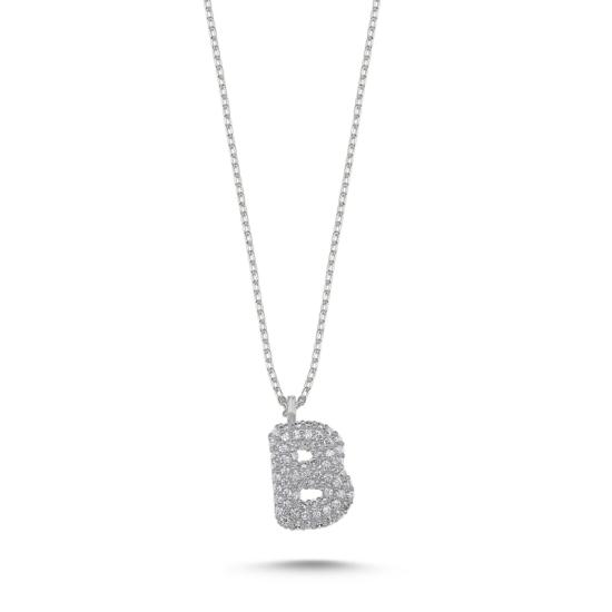 Wholesale -B- Initial CZ Necklace