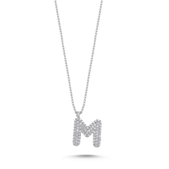 Wholesale -M- Initial CZ Necklace