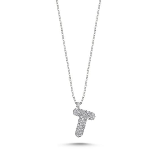 Wholesale -T- Initial CZ Necklace