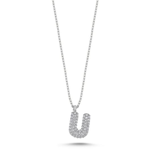 Wholesale -U- Initial CZ Necklace