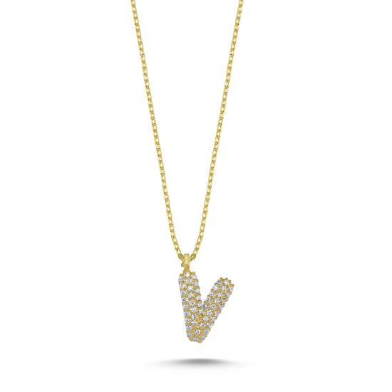 Wholesale -V- Initial CZ Necklace