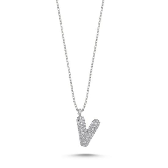 Wholesale -V- Initial CZ Necklace