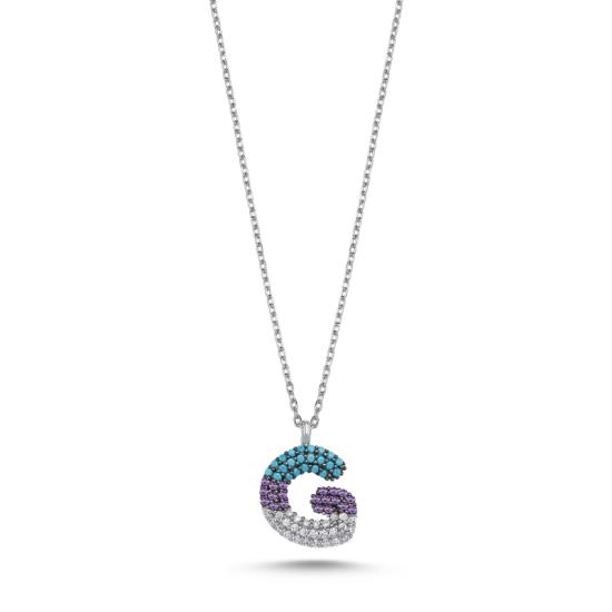 Wholesale -G- Initial Colored CZ Necklace