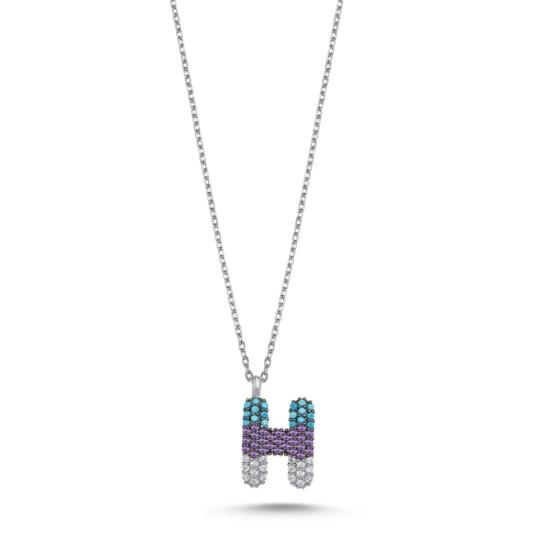 Wholesale -H- Initial Colored CZ Necklace