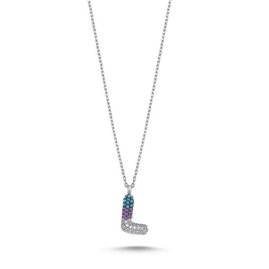 Wholesale -L- Initial Colored CZ Necklace