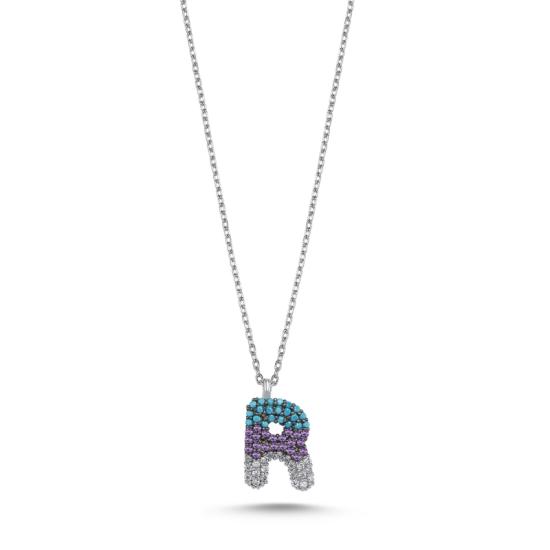 Wholesale -R- Initial Colored CZ Necklace