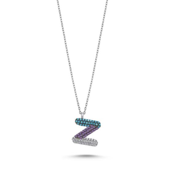 Wholesale -Z- Initial Colored CZ Necklace