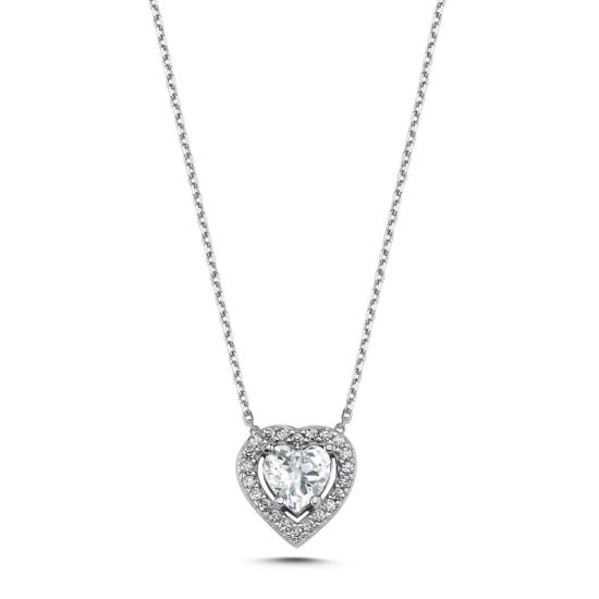 Wholesale Heart CZ Solitaire Halo Necklace