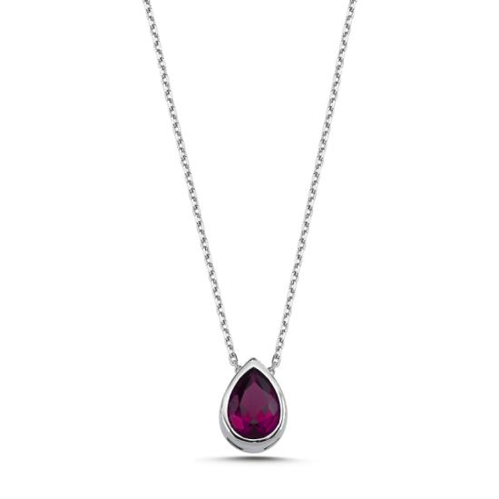 Wholesale Colored CZ Solitaire Teardrop Necklace