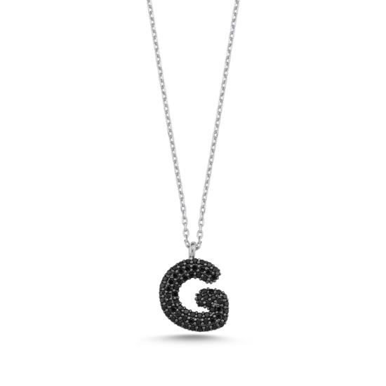 Wholesale -G- Initial Black CZ Necklace