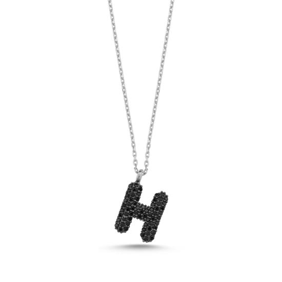 Wholesale -H- Initial Black CZ Necklace