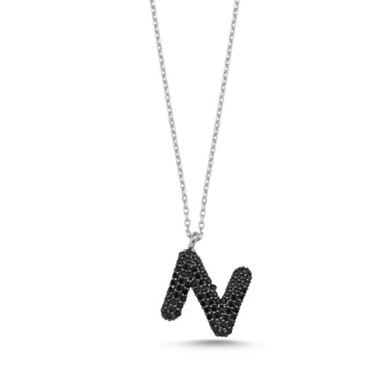 Wholesale -N- Initial Black CZ Necklace