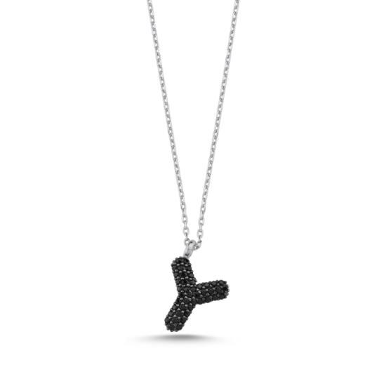 Wholesale -Y- Initial Black CZ Necklace