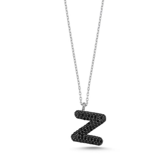 Wholesale -Z- Initial Black CZ Necklace