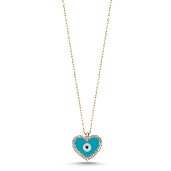 Wholesale Heart Enamel Evil Eye & CZ Necklace