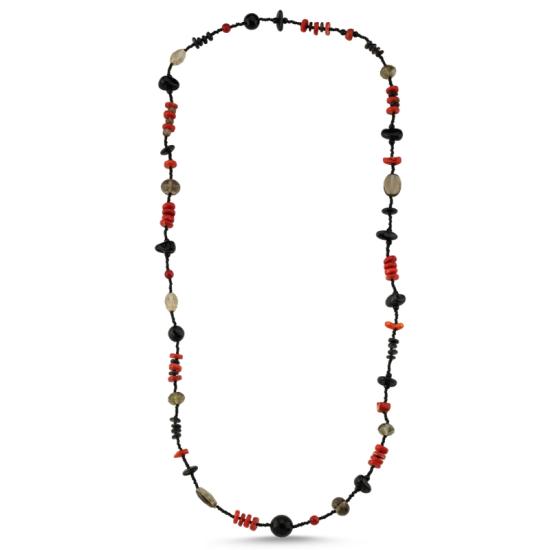 Wholesale Coral & Onyx Stone Necklace