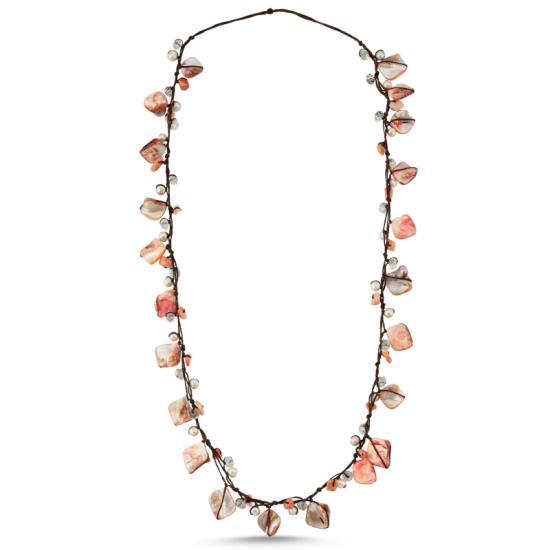 Wholesale Mother of Pearl, Pearl & Coral Natural Stone Necklace