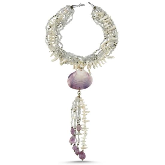 Wholesale Quartz, Amethyst & Mother of Pearl Natural Stone Necklace