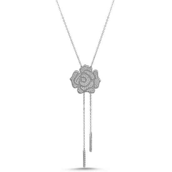 Wholesale Rose CZ Dangle Necklace