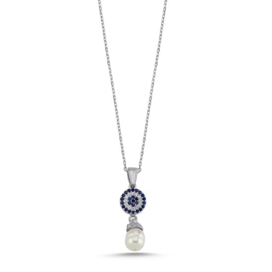 Wholesale Pearl & CZ Evil Eye Dangle Necklace