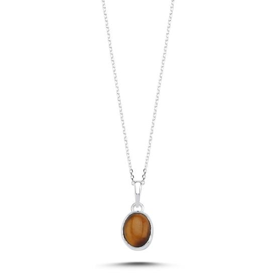 Wholesale Tiger’s Eye & Oval Natural Stone Necklace