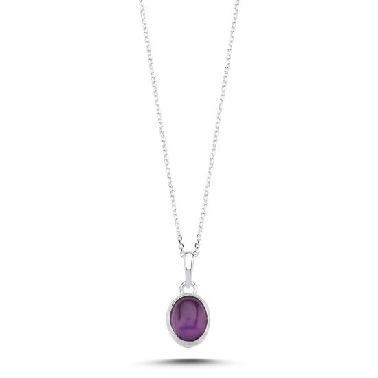 Wholesale Amethyst & Oval Natural Stone Necklace