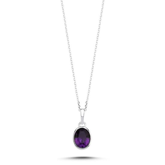 Wholesale Amethyst & Oval Natural Stone Necklace