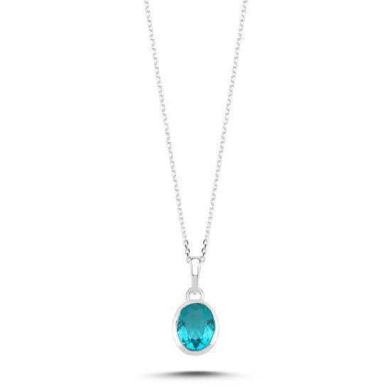 Wholesale Aquamarine & Oval Natural Stone Necklace