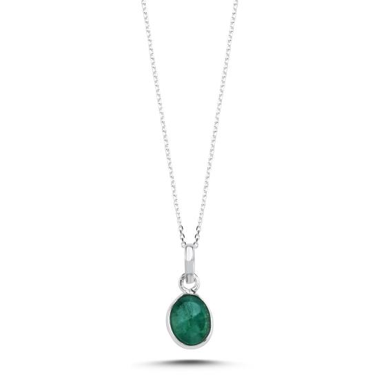 Wholesale Root Emerald & Oval Natural Stone Necklace