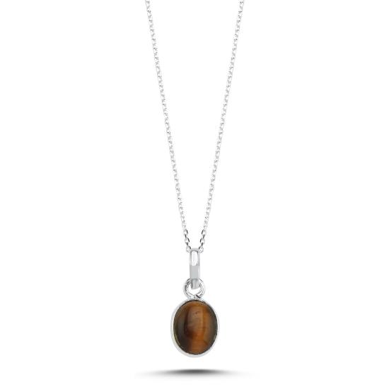 Wholesale Tiger’s Eye & Oval Natural Stone Necklace