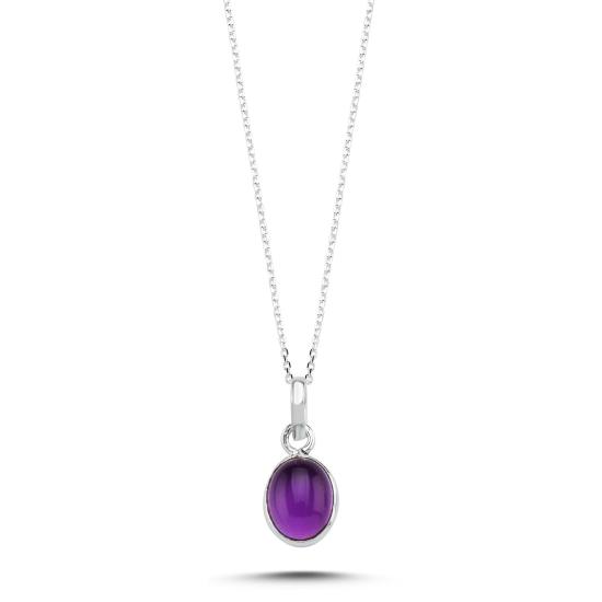 Wholesale Amethyst & Oval Natural Stone Necklace