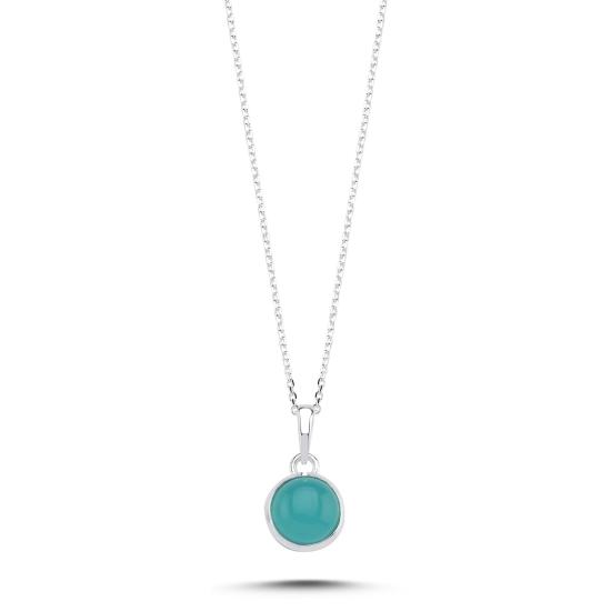 Wholesale Aquamarine & Round Natural Stone Necklace