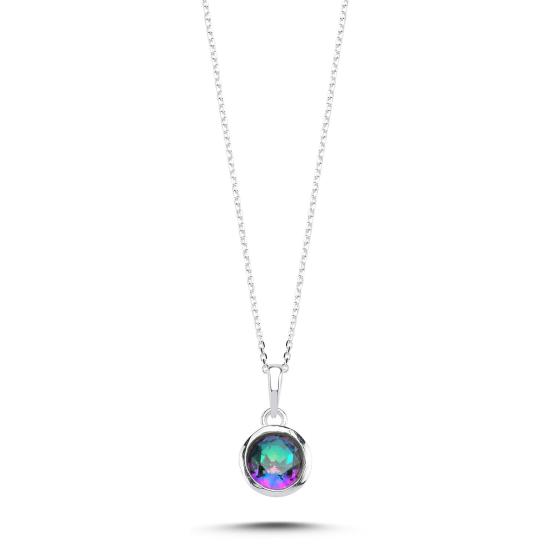 Wholesale Mystic Topaz & CZ Round Necklace