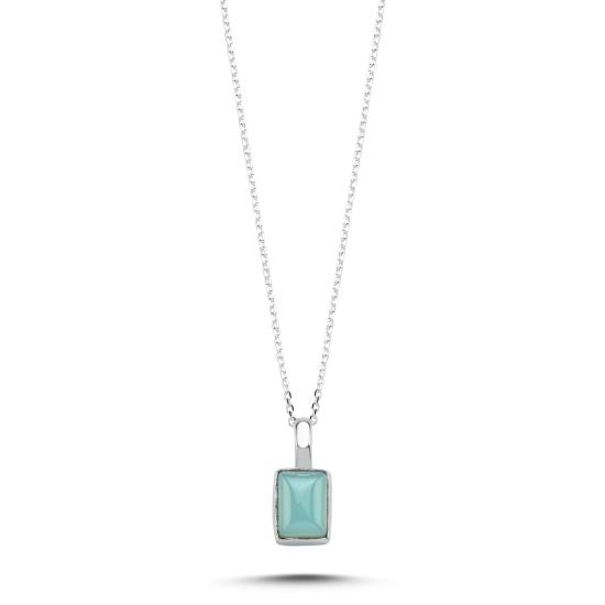 Wholesale Aquamarine & Rectangle Natural Stone Necklace