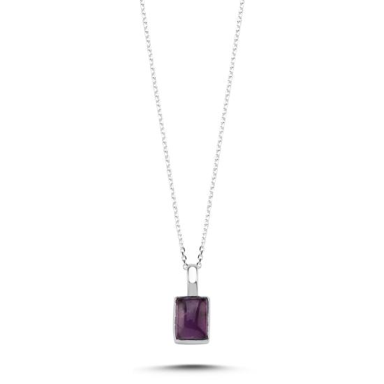 Wholesale Amethyst & Rectangle Natural Stone Necklace