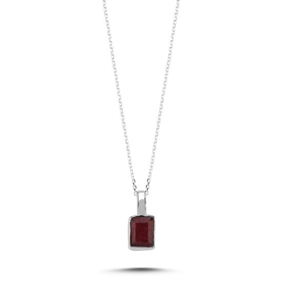 Wholesale Root Ruby & Rectangle Natural Stone Necklace