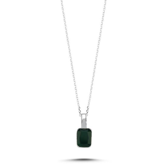 Wholesale Green Agate & Rectangle Natural Stone Necklace