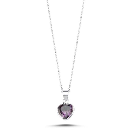 Wholesale Purple Heart & CZ Necklace