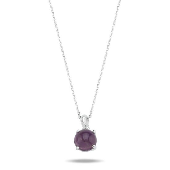 Wholesale Amethyst & 8mm Round Natural Stone Necklace