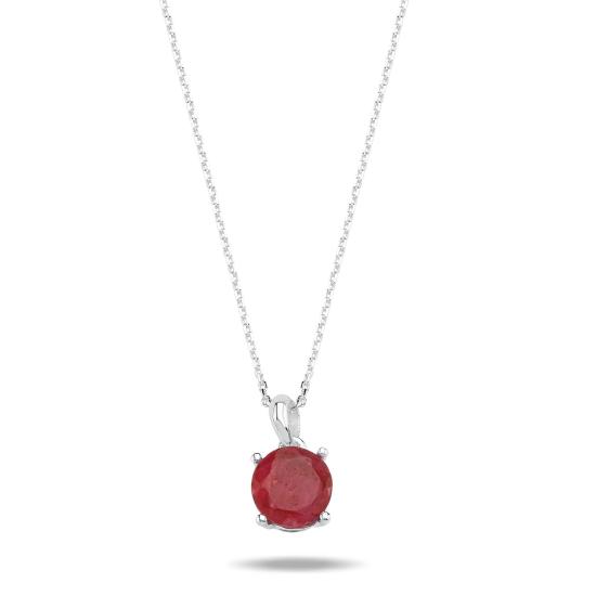 Wholesale Root Ruby & 8mm Round Natural Stone Necklace