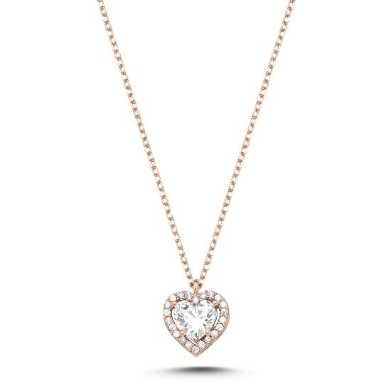 Wholesale Heart Halo CZ Solitaire Necklace