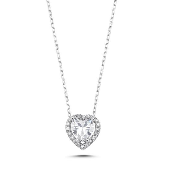 Wholesale Heart Halo CZ Solitaire Necklace