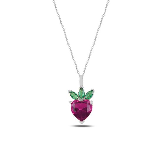 Strawberry & Heart CZ Necklace