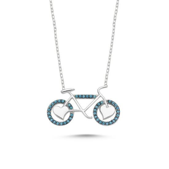 Wholesale CZ Bicycle & Heart Necklace