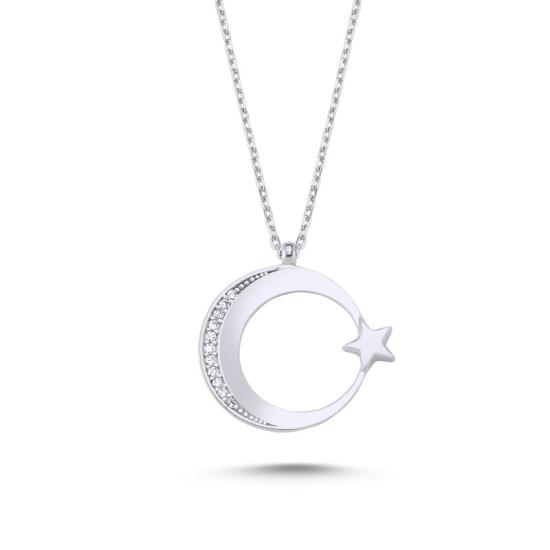 Wholesale CZ Star and Crescent Necklace