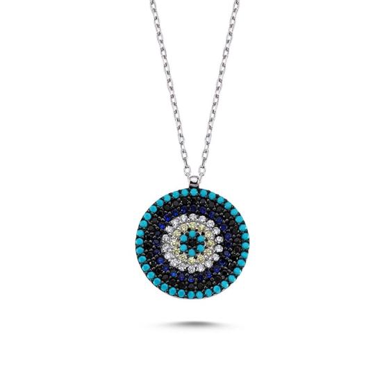 Wholesale Round CZ Evil Eye Necklace